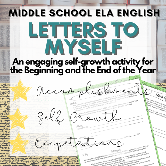 First Day of School Activity (English ELA 6th, 7th, 8th, 9th Grade) Letters to Myself