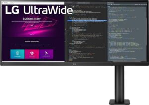 lg 34wn780-b ultrawide monitor 34" 21:9 qhd (3440 x 1440) ips display, hdr10, amd freesync, 3-side virtually borderless design, ergo stand - black
