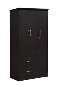 hodedah 3-door 2-drawers, 3-shelves in chocolate bedroom armoires, 21"d x 36"w x 72"h