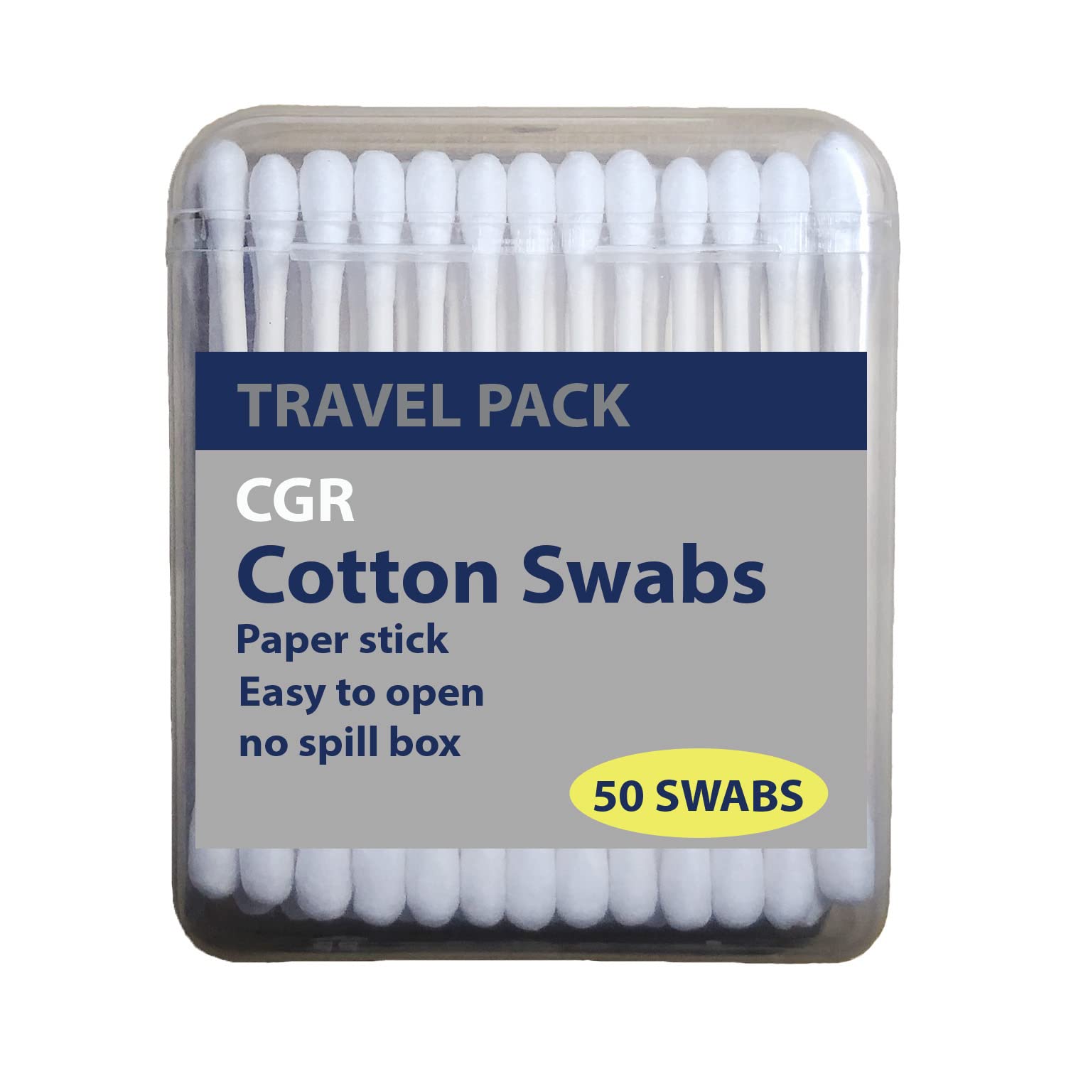 400pcs CGR Organic cotton Swabs, 100% Cotton Double-Tipped, White Paper Sticks(compostable), Travel Pack(8 Pack of 50 Swabs Total)