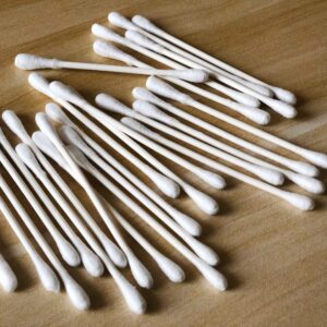 400pcs CGR Organic cotton Swabs, 100% Cotton Double-Tipped, White Paper Sticks(compostable), Travel Pack(8 Pack of 50 Swabs Total)