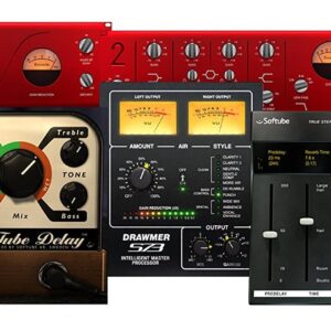 Focusrite Scarlett Solo 2x2 USB Audio Interface Full Studio Bundle with Creative Music Production Software Kit and Eris E5 Pair 2-Way Studio Monitors and 1/4” Instrument Cables