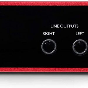 Focusrite Scarlett Solo 2x2 USB Audio Interface Full Studio Bundle with Creative Music Production Software Kit and Eris E5 Pair 2-Way Studio Monitors and 1/4” Instrument Cables