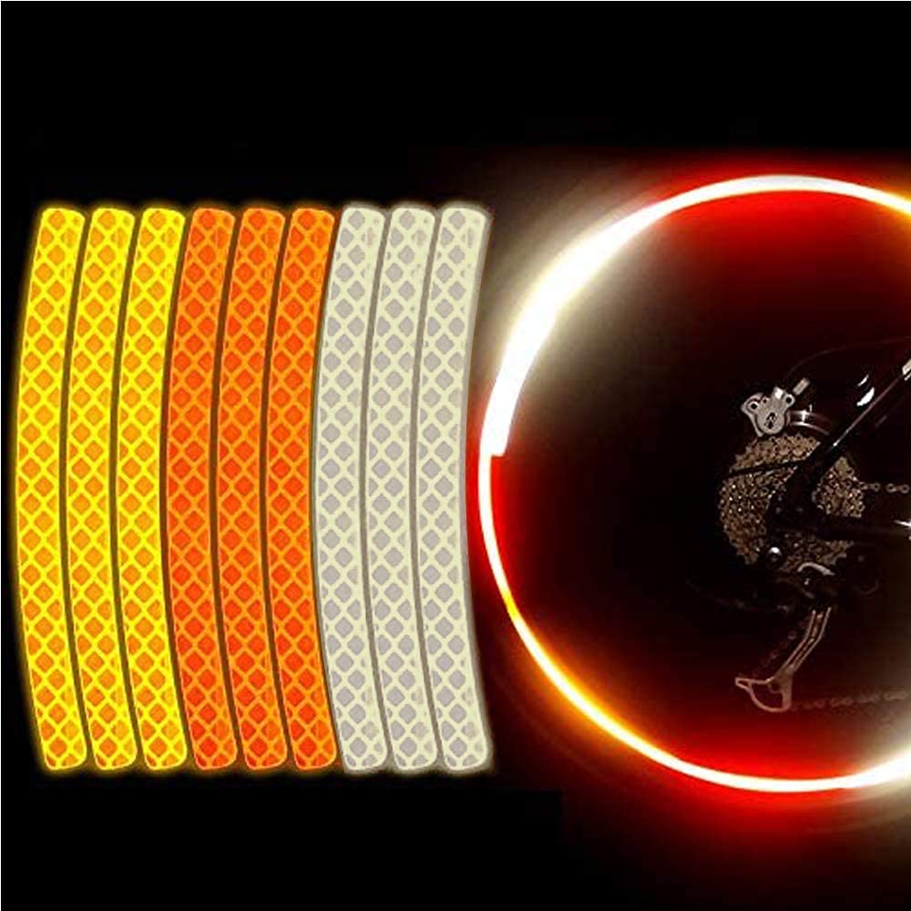 LESOVI Reflective Stickers, Reflective Decals, Waterproof Adhesive Decals, Bike Reflective Tape, Night Safety Stickers for Bicycle，Wheelchairs，Motorbike，Helmet，Stroller，Scooter (27 PCS Bike Reflector)