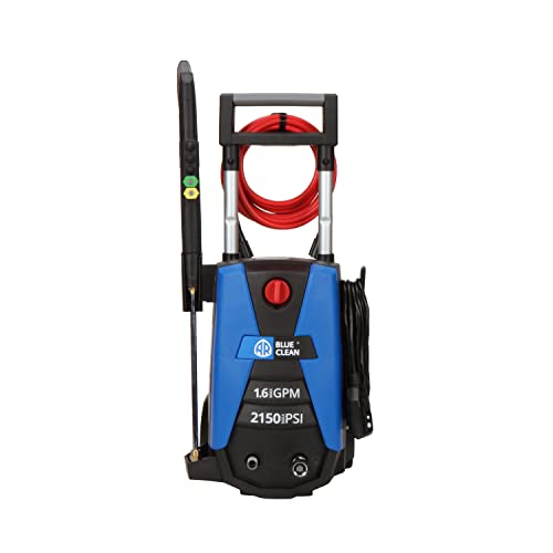 AR Blue Clean BC383HSS Electric Pressure Washer-2150 PSI, 1.6 GPM, 13 Amps Quick Connect Accessories, Telescopic Handle, On Board Storage, Portable Pressure Washer, High Pressure, Car Washer, Patio