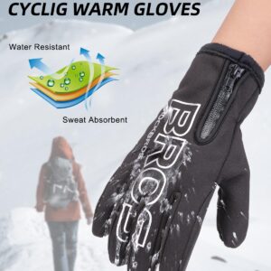 ROCKBROS Winter Cycling Gloves for Men Women Water Resistant Touch Screen Gloves Shock-Absorbing Full Finger Biking Glove Anti-Slip Motorcycle Mountain Bike Gloves, for Fishing, Driving, Golfing