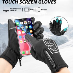 ROCKBROS Winter Cycling Gloves for Men Women Water Resistant Touch Screen Gloves Shock-Absorbing Full Finger Biking Glove Anti-Slip Motorcycle Mountain Bike Gloves, for Fishing, Driving, Golfing