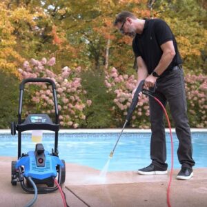 AR Blue Clean BC2N1HSS Electric Pressure Washer-2300 PSI, 1.7 GPM, 13 Amps Quick Connect Accessories, 2 in 1 Detachable Cart, On Board Storage, Portable Pressure Washer, High Pressure, Car, Patio