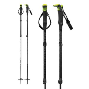 g3 genuine guide gear via carbon fiber backcountry touring ski poles, lightweight ergonomic adjustable skiing poles, all snow conditions, foam grips, designed in bc, canada, (short)