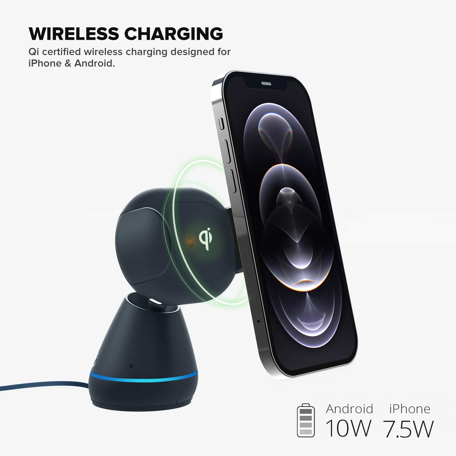 iOttie Aivo Connect - Hands-Free Wireless Charger & Auto Clamping Dashboard & Windshield Car Phone Mount - Compatible with iPhone & Android
