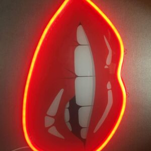 Neon Sign 14", Wall Decor Art LED Neon Light printing Women Red lips Home Decoration,Bedroom, Lounge, Office, led light decor sign Party Powered by USB (Red lips)