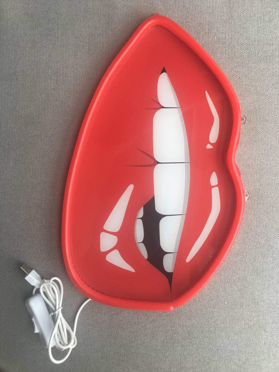 Neon Sign 14", Wall Decor Art LED Neon Light printing Women Red lips Home Decoration,Bedroom, Lounge, Office, led light decor sign Party Powered by USB (Red lips)