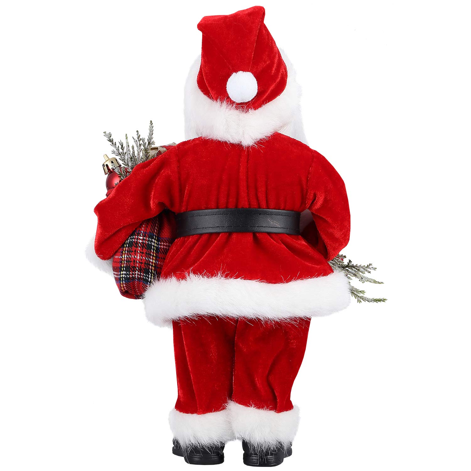 AGM 12" Santa Claus Christmas Figurine Figure Decoration with Gifts Bag and 2 Bells for Holiday Party Home Decoration