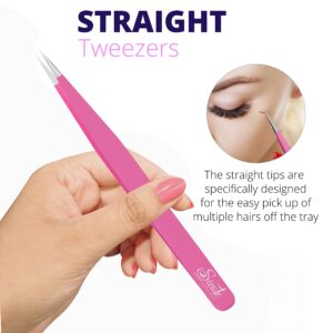 SIVOTE Lash Tweezers for Eyelash Extensions for Volume, Isolation & Classic Lashes, 3 Pack, Pink