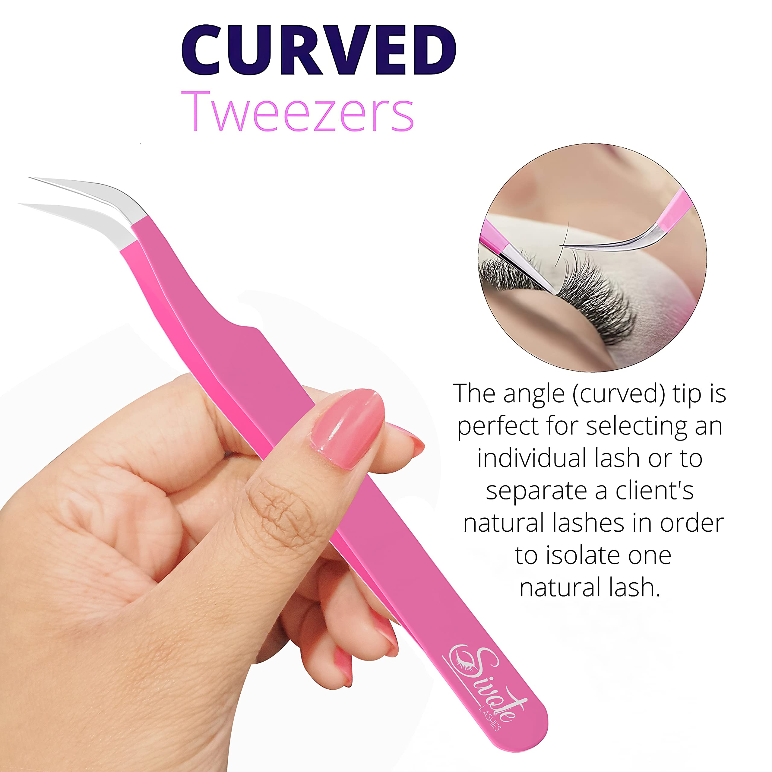 SIVOTE Lash Tweezers for Eyelash Extensions for Volume, Isolation & Classic Lashes, 3 Pack, Pink