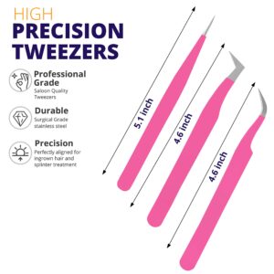 SIVOTE Lash Tweezers for Eyelash Extensions for Volume, Isolation & Classic Lashes, 3 Pack, Pink