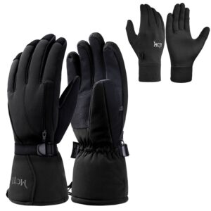 mcti mens ski gloves mc1605 one pair(black, large) thin glove liner mc-1706 one pair(black, large)