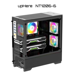 upHere 120mm White Computer Case Fan,Motherboard Sync Fan,High Airflow,Speed Adjustable, ARGB Fan with Fan Hub and Remote,Low Noise Hydraulic Bearing Long Life Up to 40,000 Hours-6 Pack,NT1206-6