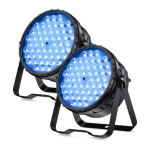 betopper dj lights 2 pack, 54x3w led par lights, dmx stage lights sound activated, strobe wash lights for wedding, church, party, club, concert and festival events (2)