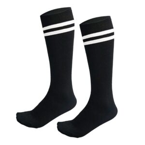anjeeiot 1 pair kids soccer socks, school team dance sports socks, high socks for 5-10 years old youth boys & girls (black)