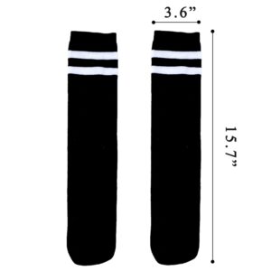 AnjeeIOT 1 Pair Kids Soccer Socks, School Team Dance Sports Socks, High Socks For 5-10 Years Old Youth Boys & Girls (Black)