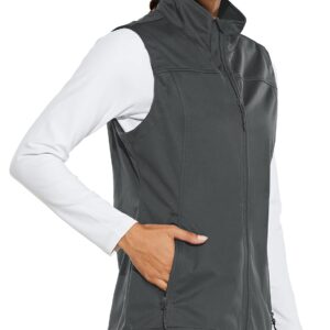 BALEAF Women's Lightweight Vest Softshell Sleeveless Jacket Windproof Stand Collar with Zipper Pockets Running Hiking Golf Gray M