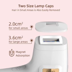 IPL Permanent Laser Hair Removal Device, S.V.G.E.V Painless Epilation for Women & Men, Home Use Hair Remover for Facial Whole Body - 500,000 Flashes, ICE Cooling System, 2 Size Lamp Caps (Pearl White)