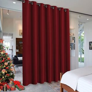ryb home blackout curtains room dividers for living room large window decor thermal insulating drapes for dining bedroom patio sliding door, burgundy red, 1 panel, 12.5ft wide x 9ft long