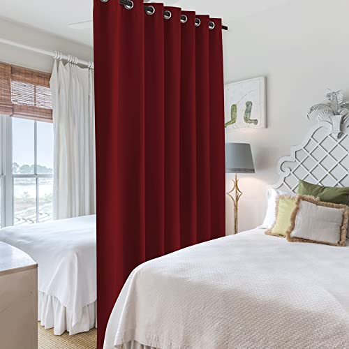 RYB HOME Blackout Curtains Room Dividers for Living Room Large Window Decor Thermal Insulating Drapes for Dining Bedroom Patio Sliding Door, Burgundy Red, 1 Panel, 12.5ft Wide x 9ft Long