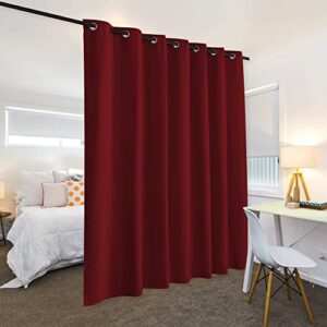 RYB HOME Blackout Curtains Room Dividers for Living Room Large Window Decor Thermal Insulating Drapes for Dining Bedroom Patio Sliding Door, Burgundy Red, 1 Panel, 12.5ft Wide x 9ft Long