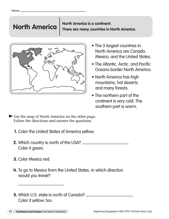 Continents & Oceans: North America