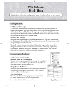 stem challenge: hot box (physical science concept: changes in matter), grade 2