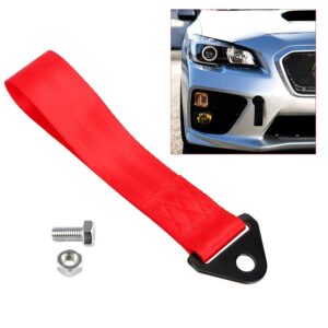 red nylon racing sports high strength tow strap drift rally emergency tool for front or rear bumper towing hooks