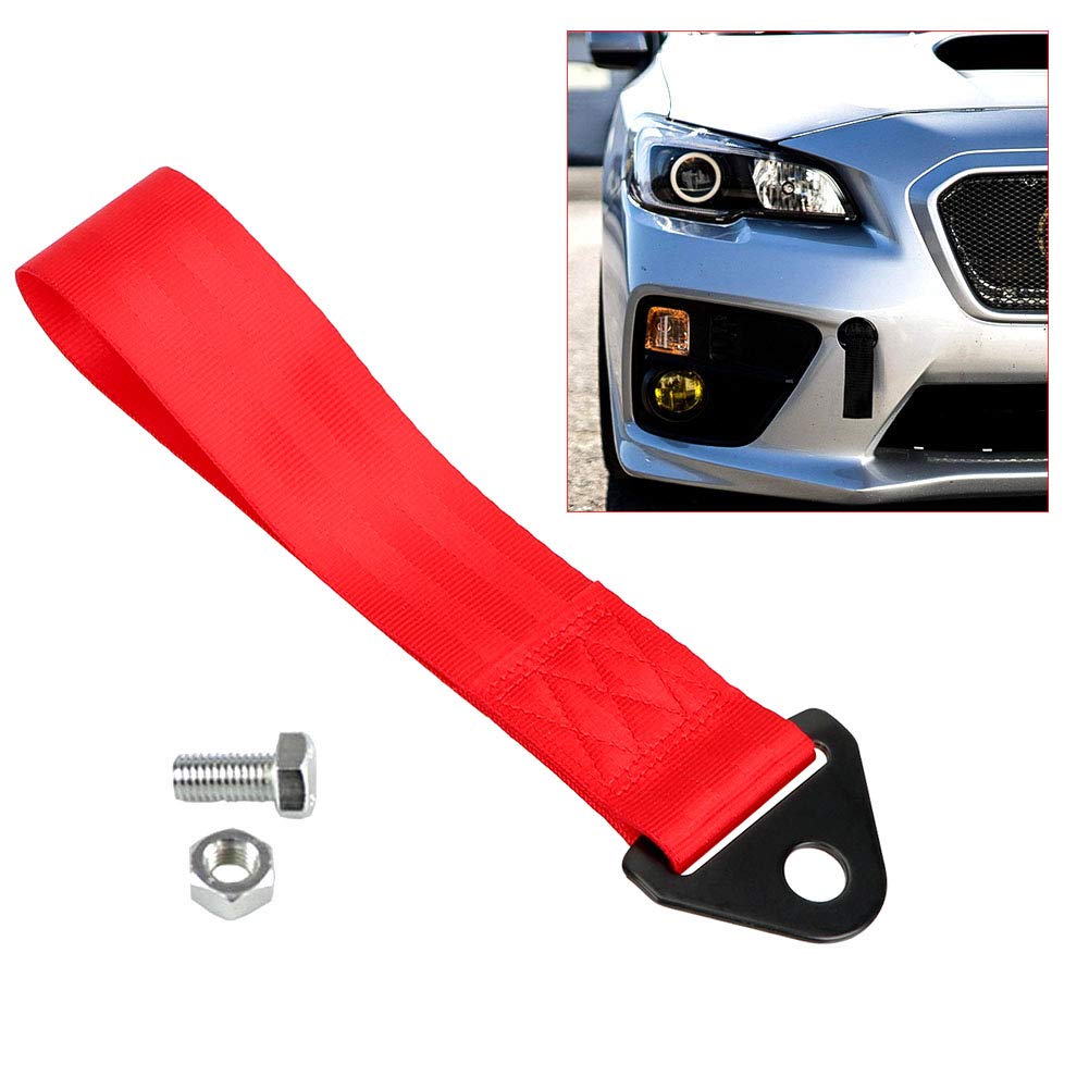 Red Nylon Racing Sports High Strength Tow Strap Drift Rally Emergency Tool for Front Or Rear Bumper Towing Hooks