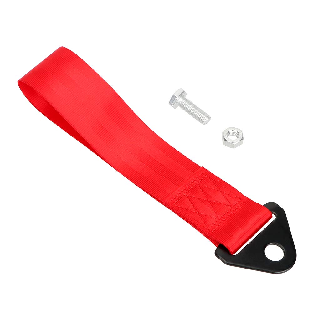 Red Nylon Racing Sports High Strength Tow Strap Drift Rally Emergency Tool for Front Or Rear Bumper Towing Hooks