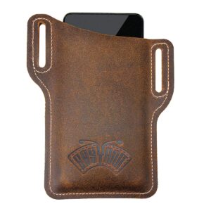 easyant leather cell phone holster men universal case waist bag sheath with belt loop brown