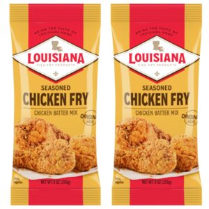 louisiana fish fry seasoned chicken fry batter 9oz (pack of 2) - authentic southern fried chicken - bring the taste of louisiana home
