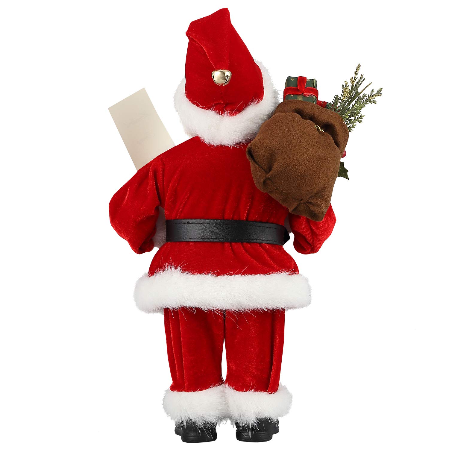 AGM 12 inches Santa Claus, Christmas Figurine Figure Decor with Good and Bad List and Gifts Bag for Holiday Party Home Decoration