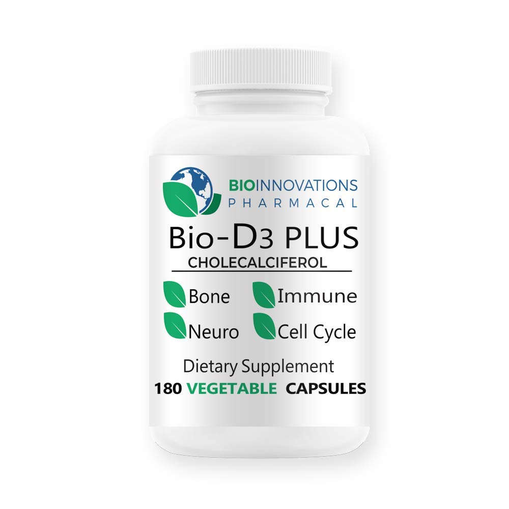 BioInnovations Pharmacal Bio-D3 Plus Boron Vitamin K2 Magnesium & Zinc-Supports Cardiovascular Nerves Muscles Bone Teeth Gums Immune Health Tissue Repair Balance Hormones Metabolism 180 Vegan caps