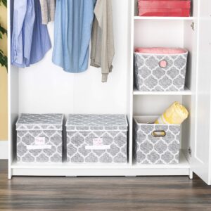 Home Basics Arabesque Non-woven Closet Storage (1, Large) | Label Window for Organizing | Store in Closet or Shelf | Collapsible When Not in Use