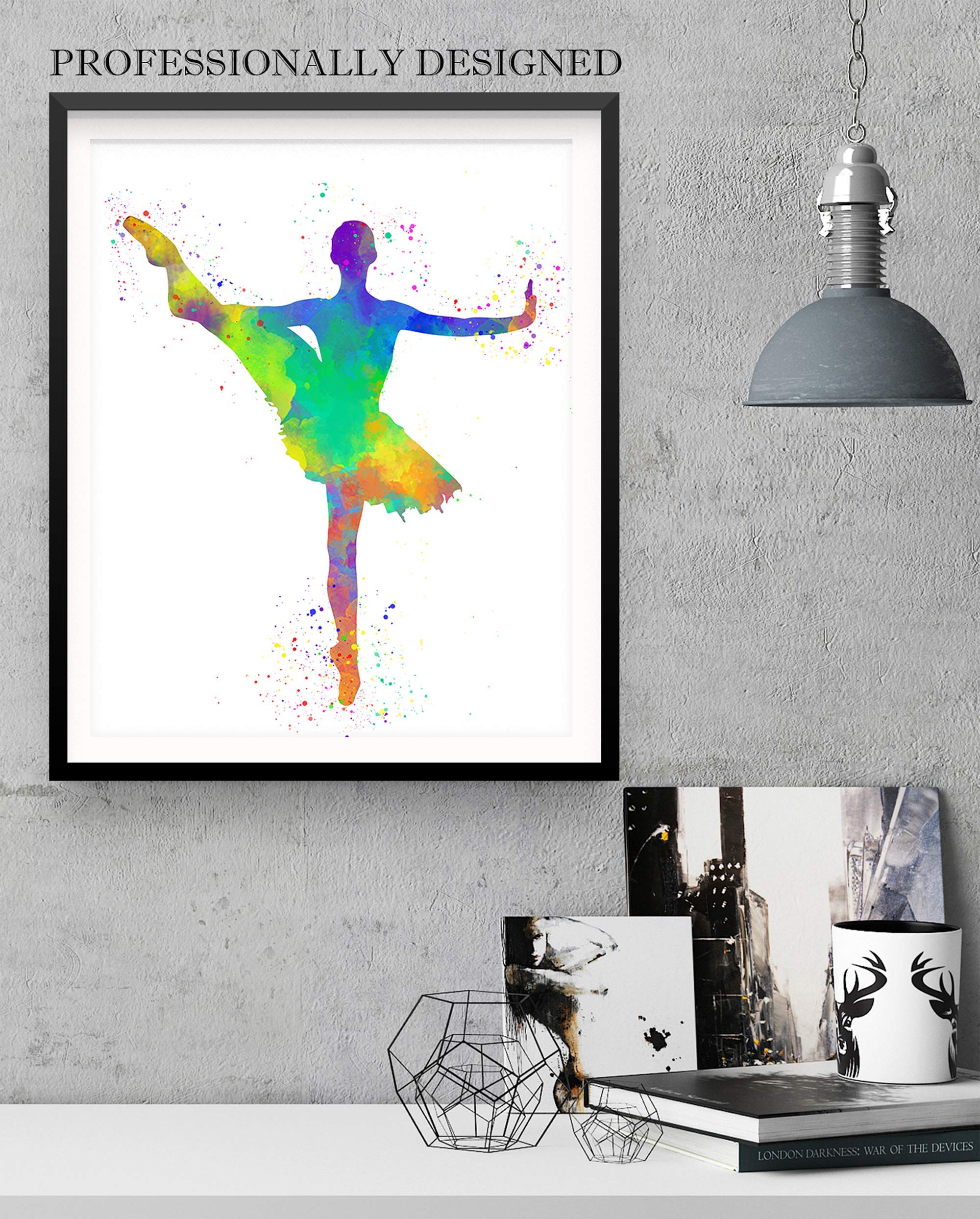 Girl Ballet Dancer Abstract Wall Art Print Poster 11x14, Ideal for Lover of Ballet, Dance Teacher and Ballerina. Teen Bedroom, Dance Studio, Dorm Room, Dressing Room, Locker Decor