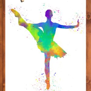 Girl Ballet Dancer Abstract Wall Art Print Poster 11x14, Ideal for Lover of Ballet, Dance Teacher and Ballerina. Teen Bedroom, Dance Studio, Dorm Room, Dressing Room, Locker Decor