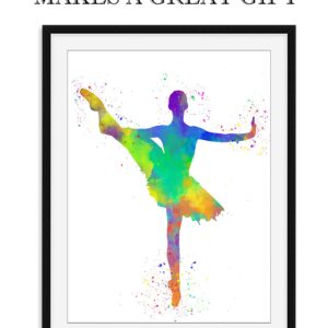 Girl Ballet Dancer Abstract Wall Art Print Poster 11x14, Ideal for Lover of Ballet, Dance Teacher and Ballerina. Teen Bedroom, Dance Studio, Dorm Room, Dressing Room, Locker Decor