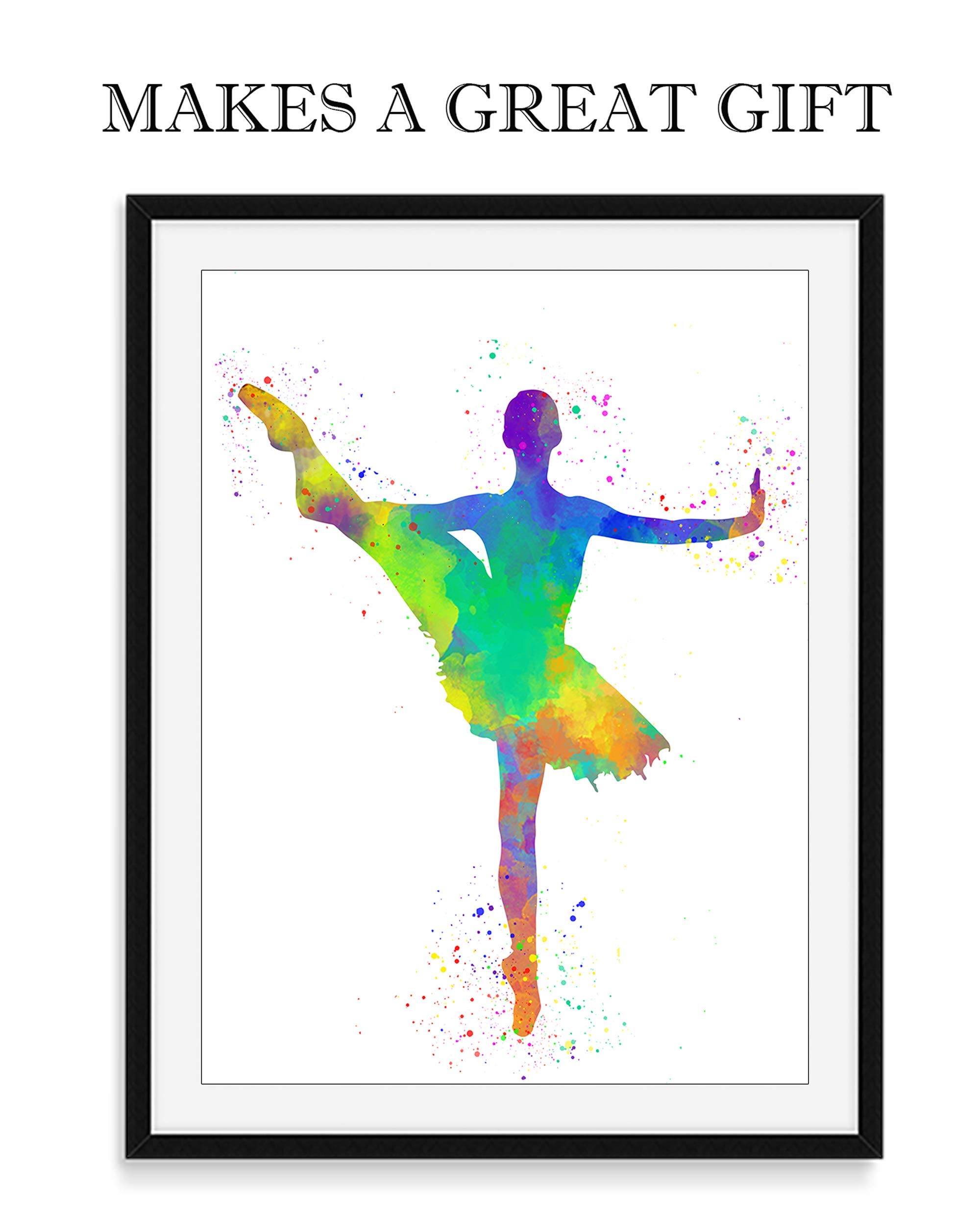 Girl Ballet Dancer Abstract Wall Art Print Poster 11x14, Ideal for Lover of Ballet, Dance Teacher and Ballerina. Teen Bedroom, Dance Studio, Dorm Room, Dressing Room, Locker Decor