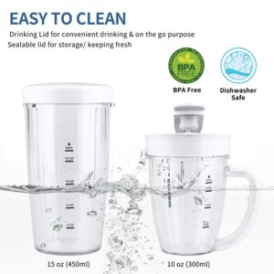 La Reveuse Personal Size Blender 250 Watts Power for Shakes Smoothies Seasonings Sauces with 1 Piece 15 oz Cup,1 Piece 10 oz Mug,BPA Free (Sky Blue)