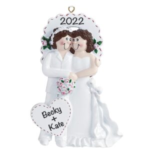 couples personalized christmas ornaments 2023 - fast & free 24h customization – lgbt lesbian couple wedding christmas decorations with name - comes gift-wrapped