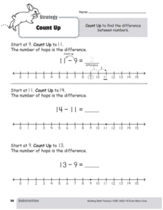 subtraction strategies, grade 1: count up