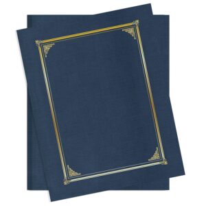 Geographics Classic Linen Document Covers, 12.5” x 9.75”, Navy Bue (25 Pack)