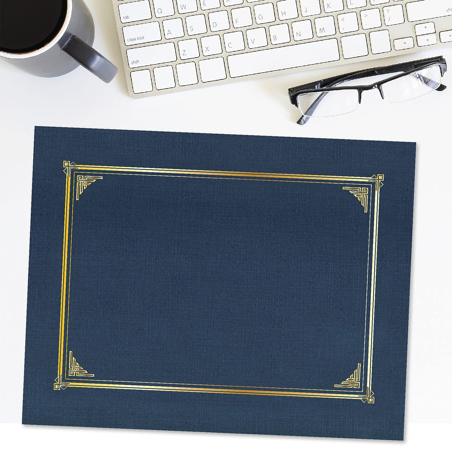 Geographics Classic Linen Document Covers, 12.5” x 9.75”, Navy Bue (25 Pack)