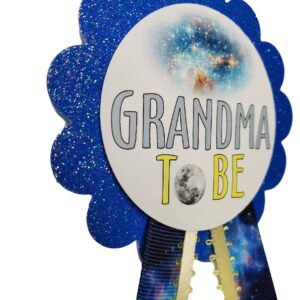 Galaxy Baby Shower Pins for Family to Wear at Gender Reveal Outer Space Theme Rockets It's a Boy Sprinkle (grandma pin)